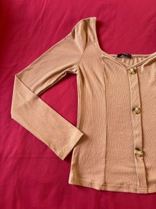 Shein Brown Full Sleeves Top