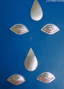 pure silver eyes and bindi set of 2 for pooja