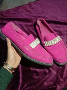 Pink Embellished Loafers