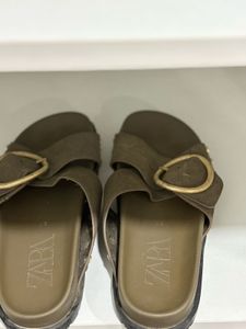 Zara Leather Buckle Flats