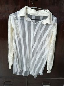 Elegant Sheer Striped Blouse
