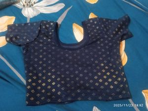 Navy &amp; Gold Brocade Blouse
