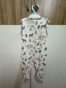 Cute Bear Print Sleeveless Romper