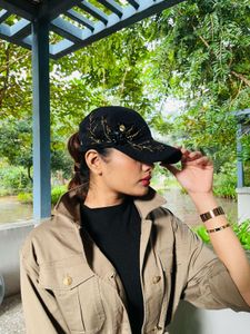 Adore You Handmade Black Embellished Cap