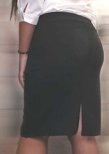 Black Pencil Skirt Knee Length For Girls