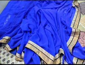 Royal Blue &amp; Gold Saree