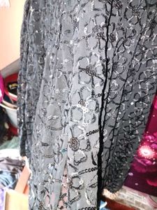 Black Floral Sequin Top