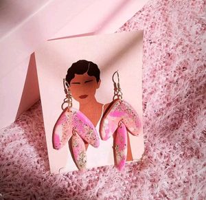 Pink Marble Dangle Earrings