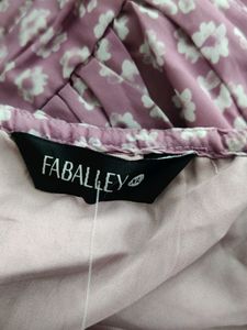 Faballey Printed Pleated Short Sleeves Dress