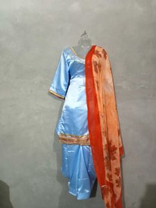 Blue Satin Salwar Suit