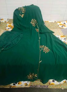 Emerald Green Embroidered Frock