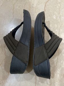 Sturdy Brown Wedge Heel Slipper