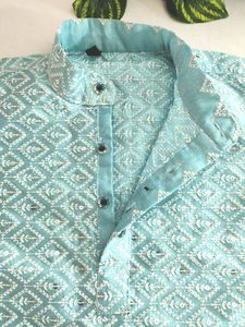 Light Blue Embroidered Ethnic Kurta (Boy&#39;s)