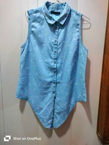 Blue Denim Sleeveless Top