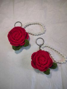 CROCHET ROSE KEYCHAIN