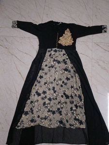 Floral Maxi Dress - Black and Beige