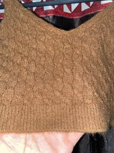 Brown Knit Crop Top H&amp;M