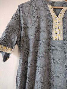 Kurta Palazzo Set With Dupatta, Grey, 46inche