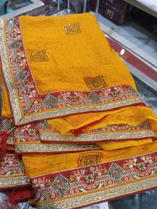 Elegant Yellow Embroidered Saree (Issue)