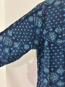 Elegant Blue Printed Kurta Dress