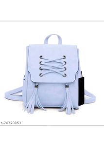 Stylish Blue Backpack with Tassels