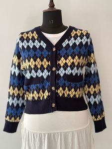 Argyle Knit Cardigan