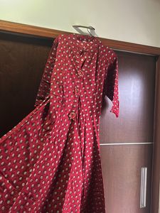 Festive Red A Line Long Kurta