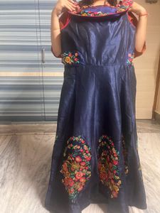 Navy Blue Embroidered Anarkali Dress