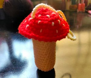 Crochet Mushroom lipstick holder