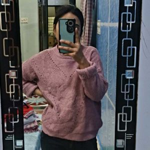 Mauve Knit Pullover Sweater