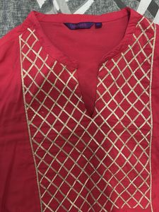 Red Embroidered Top