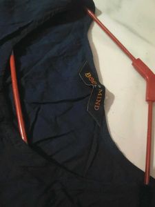Navy blue sleeveless frok kurti