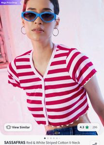 Red & White Striped Crop Top