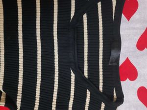 Striped Sleeveless bodycon stretchable woolen