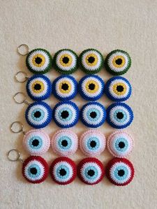 Crochet Evil Eye Keychain Charms (Set Of 2)
