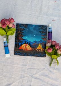mini midnight Camping  Artwork painting