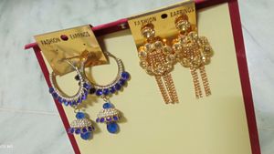 Combo Of Two Earrings Blue And Golden