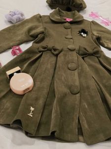 Cute Olive Green Dress &amp; Beret Set.