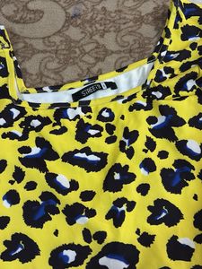 Yellow Animal Print Crop Top