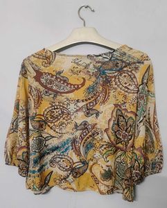ZARA Mustard Yellow Paisley Print Wrap Top(S Size)
