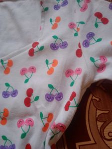 Cherry Print Long Sleeve Crop Top