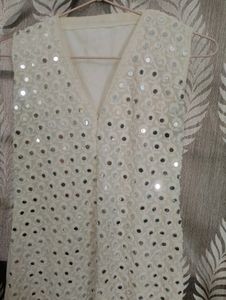 White Mirror Work Shrug Jacket