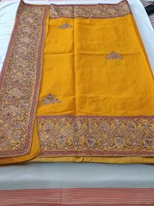Elegant Yellow Embroidered Saree