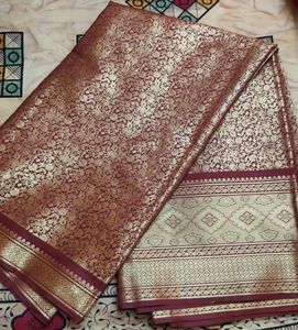 Maroon Pattu Like Saree