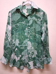 Floral Green Button-Down Shirt