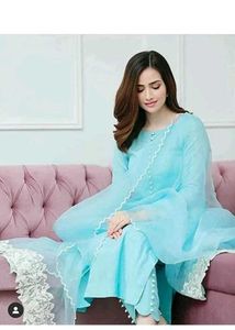 Elegant Sky Blue Kurta 3psc Set