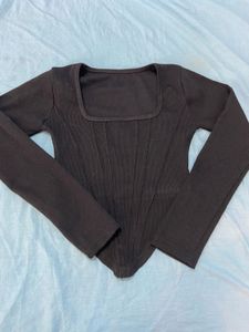 Black Corset Long Sleeve Top