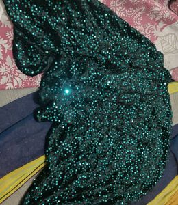 Sequin Velvet Fabric - Emerald Green for making bl