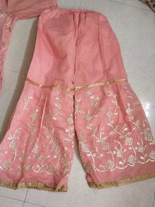 Pink &amp; Gold Embroidered Salwar Kameez