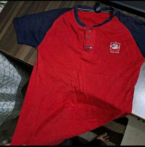 Red & Navy Half-Sleeve Casual T-Shirt